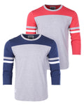 Contrast 3/4 Sleeve Stretch Casual Baseball Crew Neck T-Shirts -Bundle